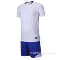 Design de camisa de futebol azul branco em branco em branco